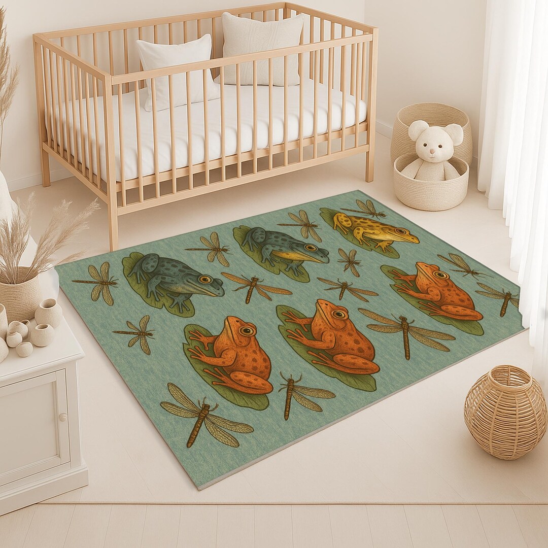 Frog Rugs Frog Area Rug - Green Frog Design, Cute Decor Accent for Kids Room ...