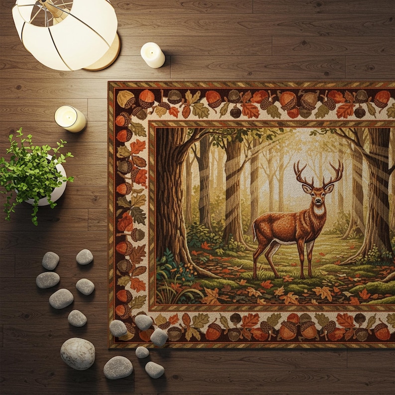 Deer Area Rug: Rustic Cabin Lodge Nature Decor Woodland Accent Rug - Etsy