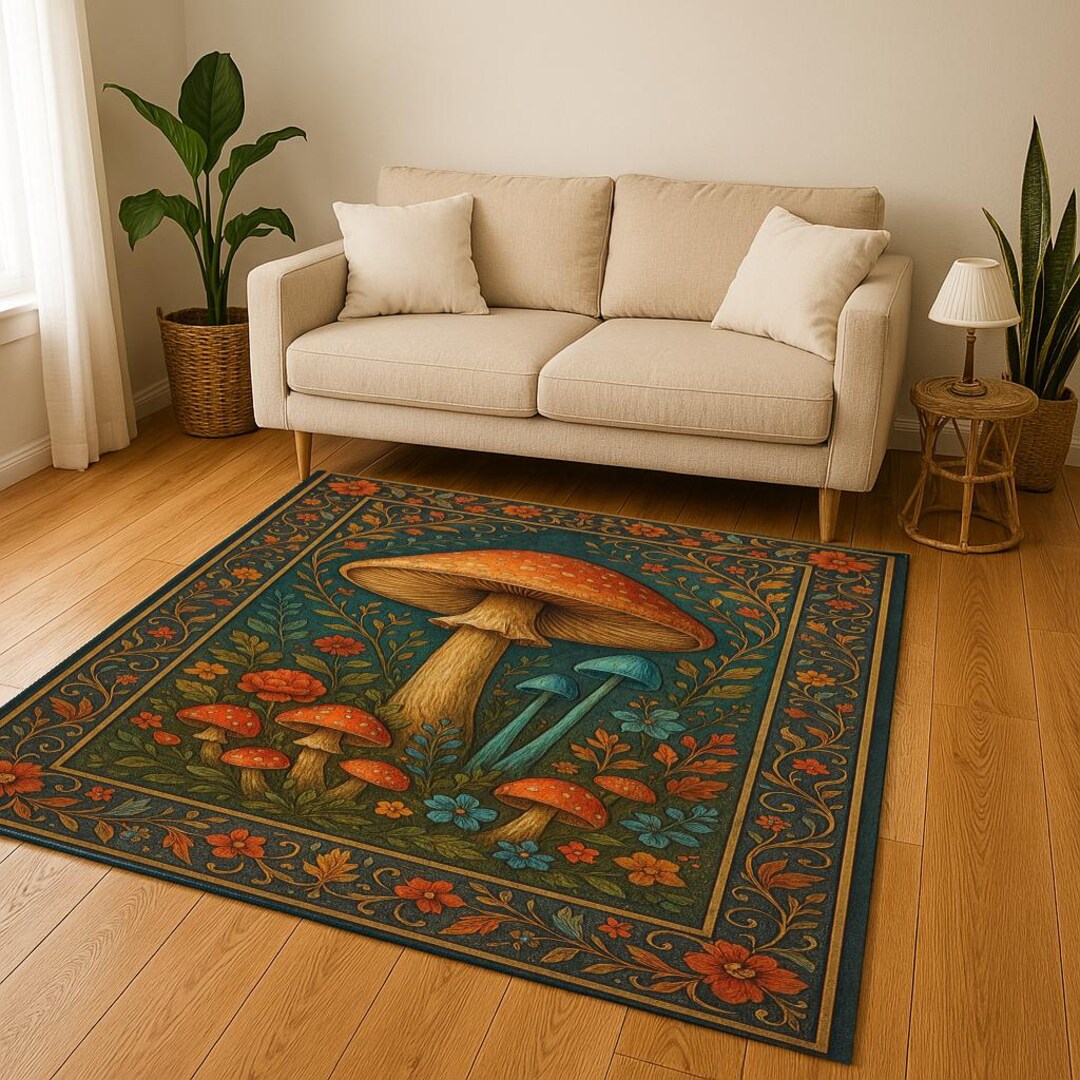 Weirdcore Rugs Mushroom Rug, Trippy Hippie Room Decor, Washable Psychedelic Carpet ...