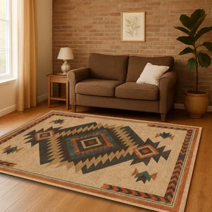 Alfombra del suroeste / Diseño tribal azteca, decoración del desierto