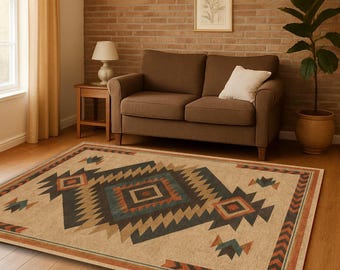 Southwestern Area Rug | Tribal Aztec Design, Desert Decor