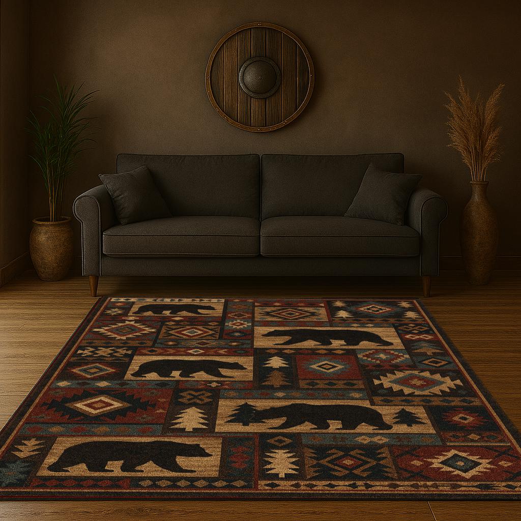 Rustic Lounge Area Rug Bear Area Rug: Rustic Southwest Lodge Cabin Decor - Etsy