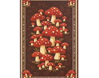 Mushroom Woodland Area Rug | Cottagecore Fairycore Forest Carpet