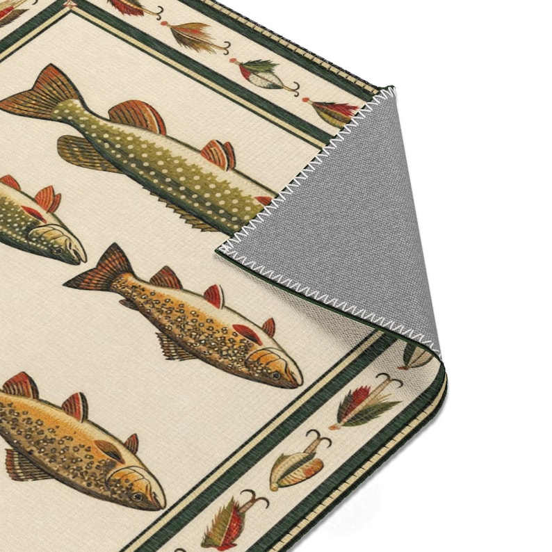 Lake Theme Rug Fish Area Rug | Rustic Lake House Cabin Decor - Etsy