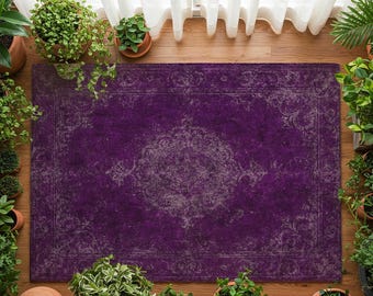 Amethyst Purple Area Rug | Gothic Medallion, Washable Carpet