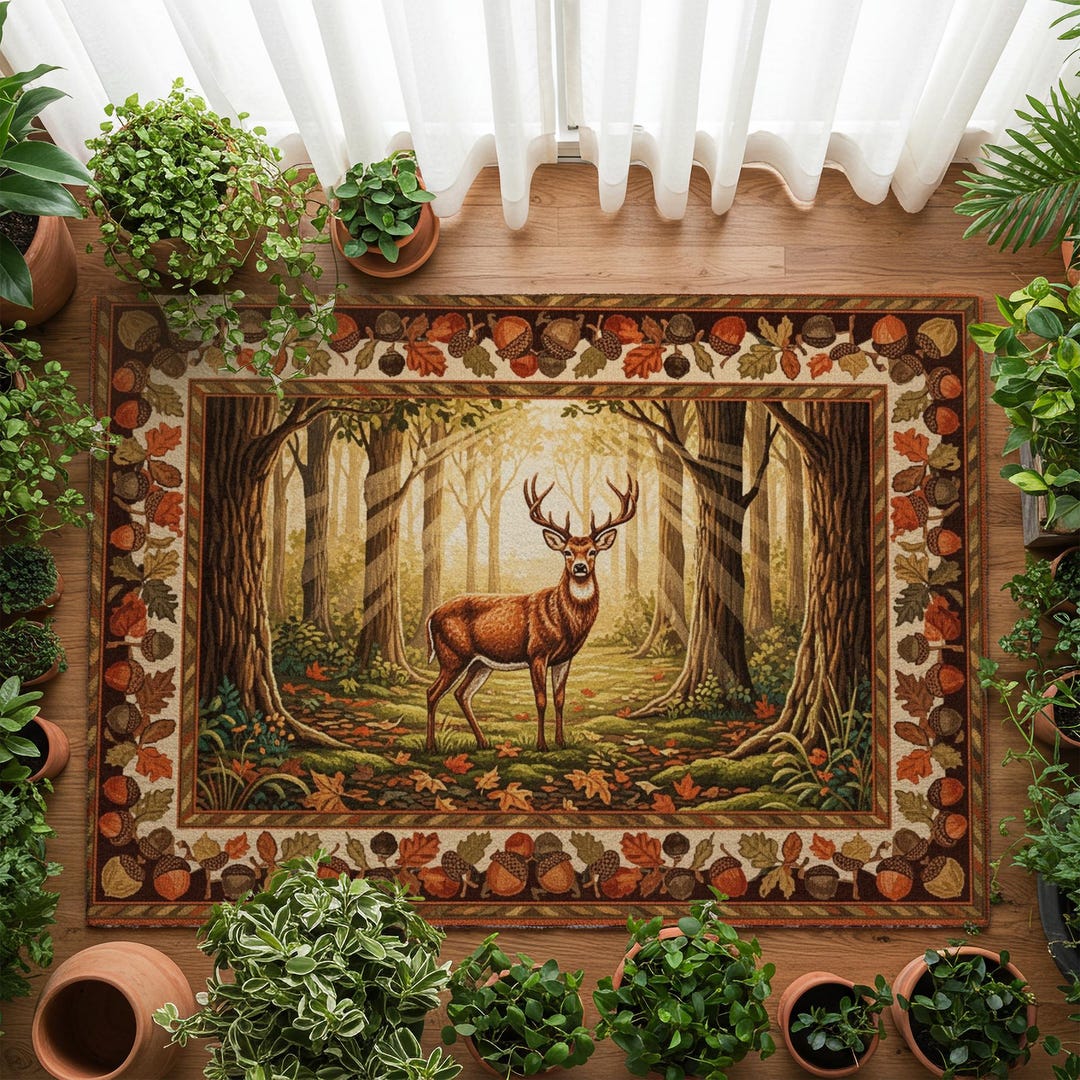 Deer Area Rug: Rustic Cabin Lodge Nature Decor Woodland Accent Rug - Etsy