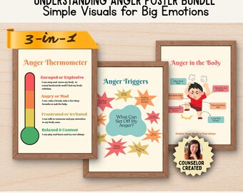 Understanding Anger Bundle for Kids | Anger Thermometer, Triggers & Body Signals | Emotional Regulation Printable Set