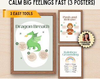 Kids Calming Techniques Bundle | Dragon Breathing, Push & Release, Rainbow Grounding