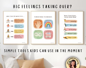 Kids Calm Corner Kit – Self-Regulation Posters, Emotional Coping Tools (Digital Download)