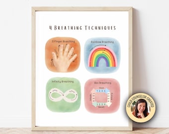 Calm Corner Poster – Deep Breathing Exercise for Kids – Nervous System Regulation Tool for Anxiety