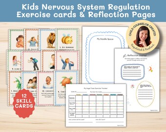 Calm Down Corner, Kids Nervous System Regulation Cards and Journal Pages for Childrens' Emotional Regulation, Coping Skills Printable