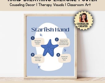 Starfish Hand Breathing Poster for Kids | Mindful Breathing Visual | Calm Down Tool for Anxiety, Self Regulation, Classroom SEL