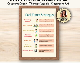 Cool Down Strategies Poster for Kids, Calm Down Corner Print, Coping Skills Chart, Emotional Regulation Tools, School Counselor Printable