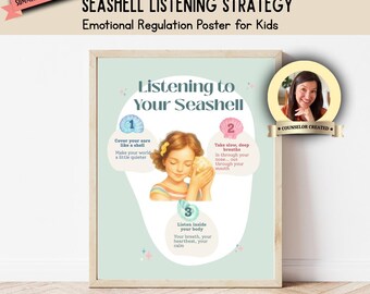 Calm Corner Poster- Seashell Breathing | Calm Corner Printable | Summer Sensory Regulation Activity | Therapy Tool