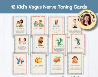 Vagus Nerve Exercises for Kids | 12 Vagal Toning Cards | Calming Strategies | Therapy Resource | School Counselor Printable