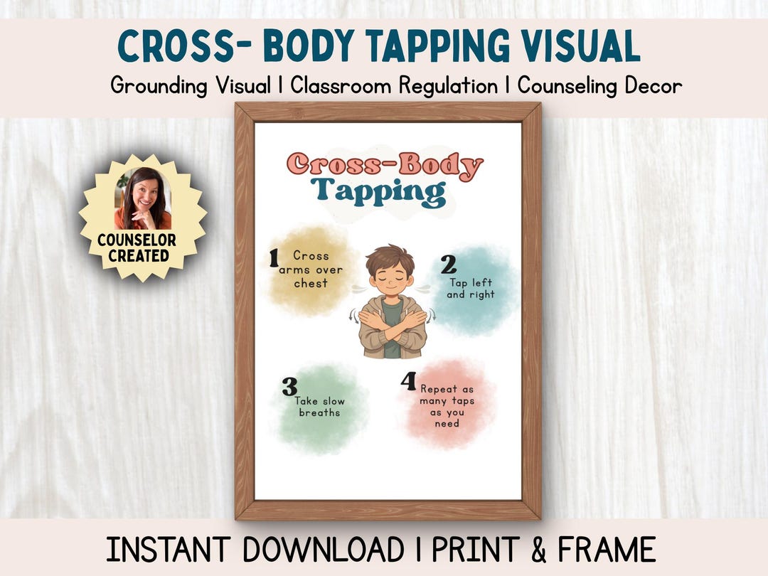 Tapping Hand Visual Cross Body Tapping Poster, Calming Visual, Emotional Regulation Tool ...