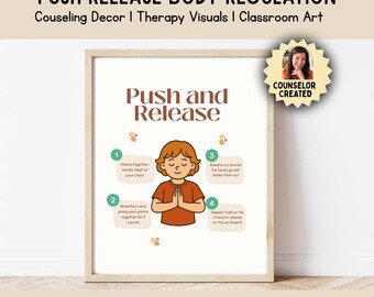 Push & Release Technique for Kids | Calming Exercise Poster | Anxiety Relief Tool | Nervous System Regulation | Therapy Wall Art