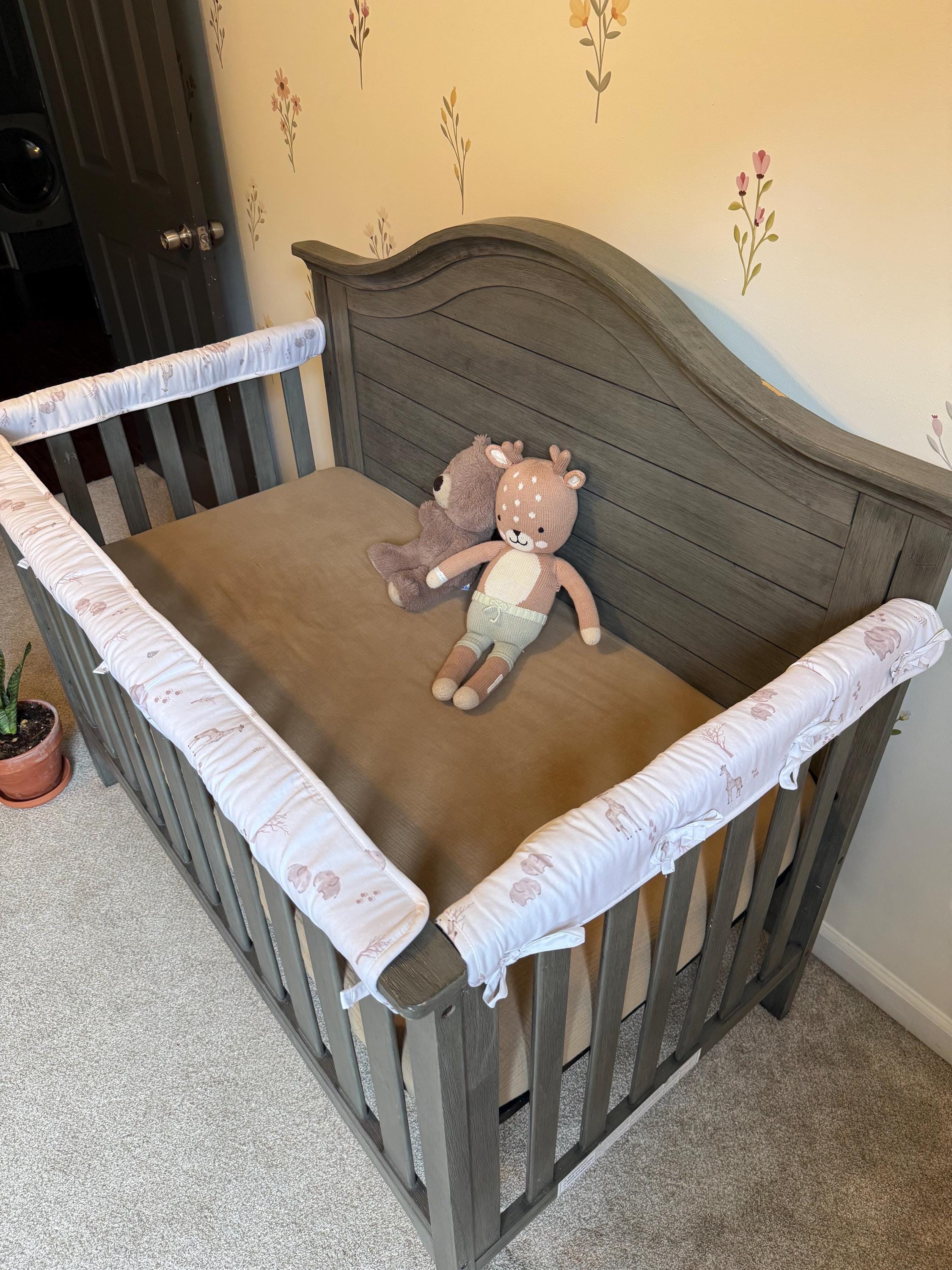 thumbnail image 2 of Handmade Grey Cot Rail Cover / Crib Teething Pad – Charcoal, 1 Piece – Soft & Safe 2 of 5