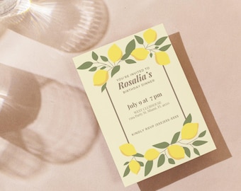 Lemon Birthday Party Invitation: Personalized Canva Template (Digital Invite)