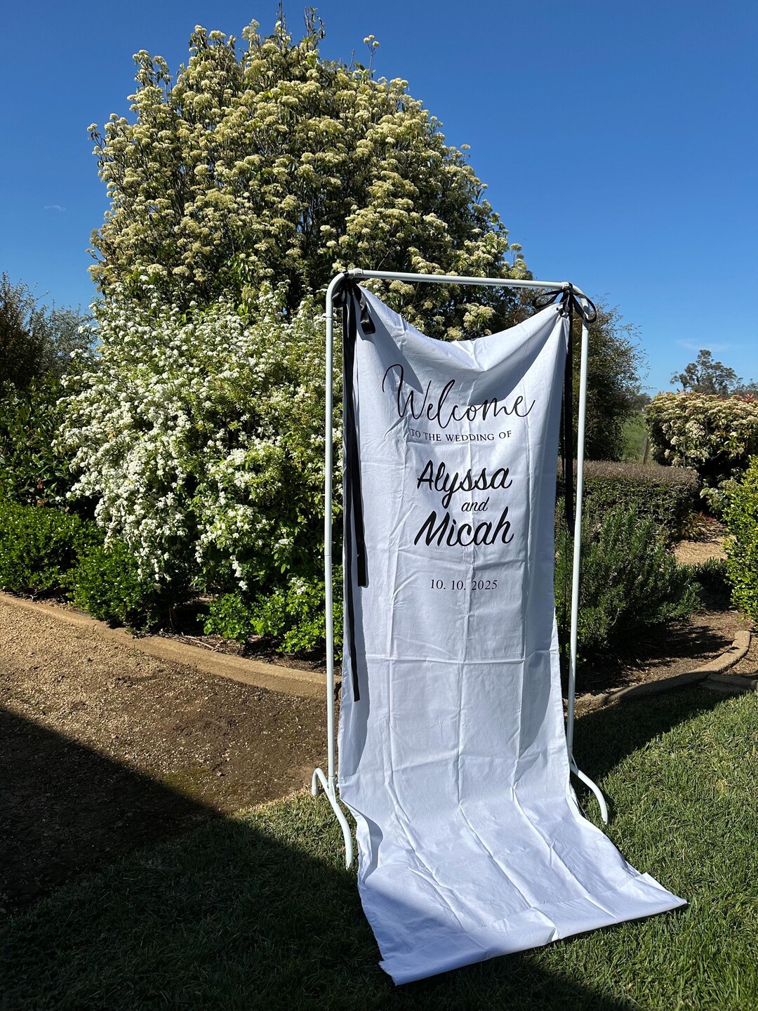Personalised Fabric Welcome Sign – Custom Event Banner With Ribbon ...