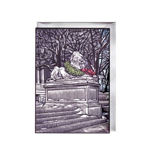 Conjunto de 5 "Leones de la biblioteca pública de Nueva York" tarjetas y sobres