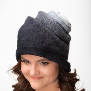 Felted wool hat from merino wool designer cap, warm winter accessory for woman, Great gift idea image 1
