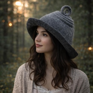 Felt hat from wool Boho Fairy Hat M size Ready to send