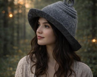 Felt hat from wool Boho Fairy Hat M size Ready to send