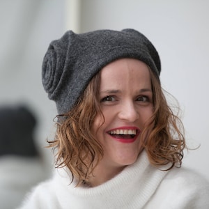 Gray hat, felt hat, merino wool hat, warm hat, woman hat, original accessory, gift idea, wool felt hat, Hat to order, winter hat
