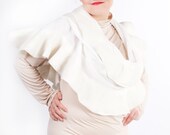 Wedding scarf, Ivory Bridal Scarf, Felt scarf, white felted scarf, Wedding shawl, wool linen Scarf, white color scarf, linen wedding scarf