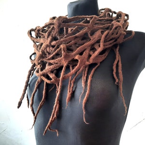 Brown scarf from merino wool woman winter fall accessory, Original gift idea, Ready to send image 4