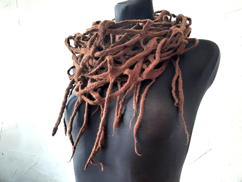 Brown scarf from merino wool woman winter fall accessory, Original gift idea, Ready to send image 4