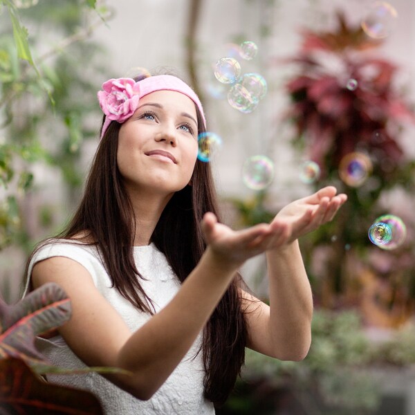 Headband felted merino wool Pink color women accessory original spring summer fashion accessory Great gift idea for her