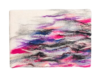 Felted picture for home decor. Original one of a kind piece. Nuno felt wool Abstract image.