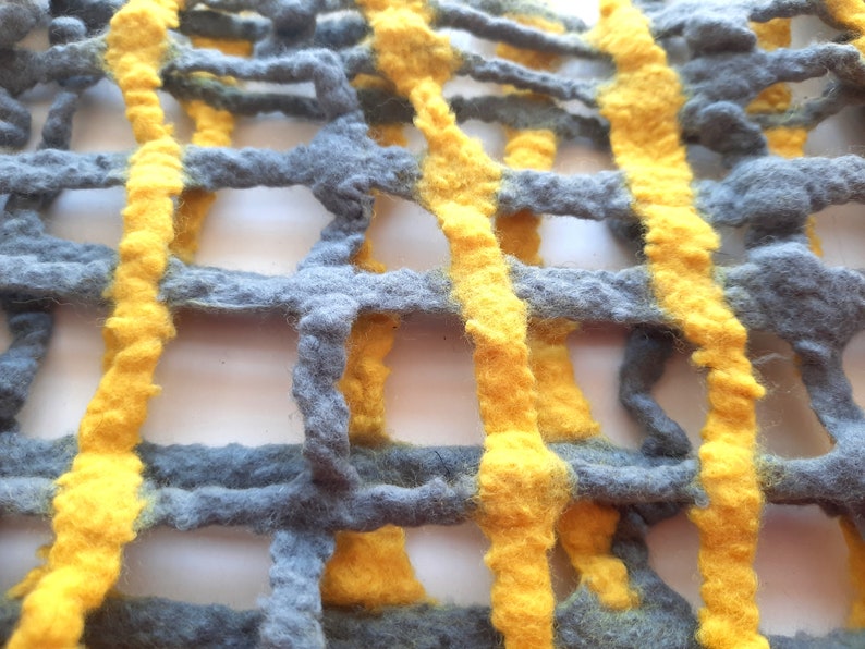 Felted scarf infinity gray yellow colors mix Original fall accessory, Ready to send, Great gift idea image 7