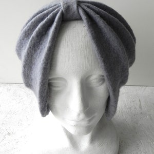 Gray color felt hat turban, original woman accessory for winter image 2