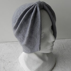Gray color felt hat turban, original woman accessory for winter image 4