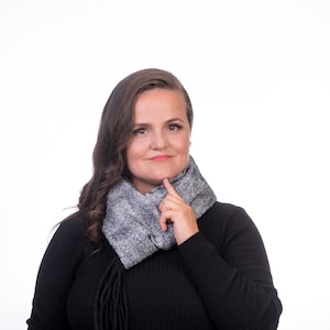 Black white felt scarf merino wool and silk, Original felted scarf, ready to send, Great Christmas gift