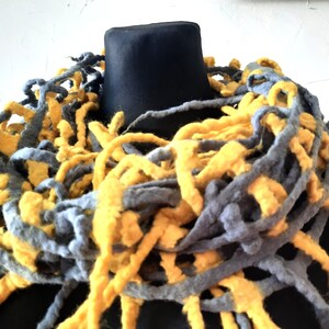 Felted scarf infinity gray yellow colors mix Original fall accessory, Ready to send, Great gift idea image 4