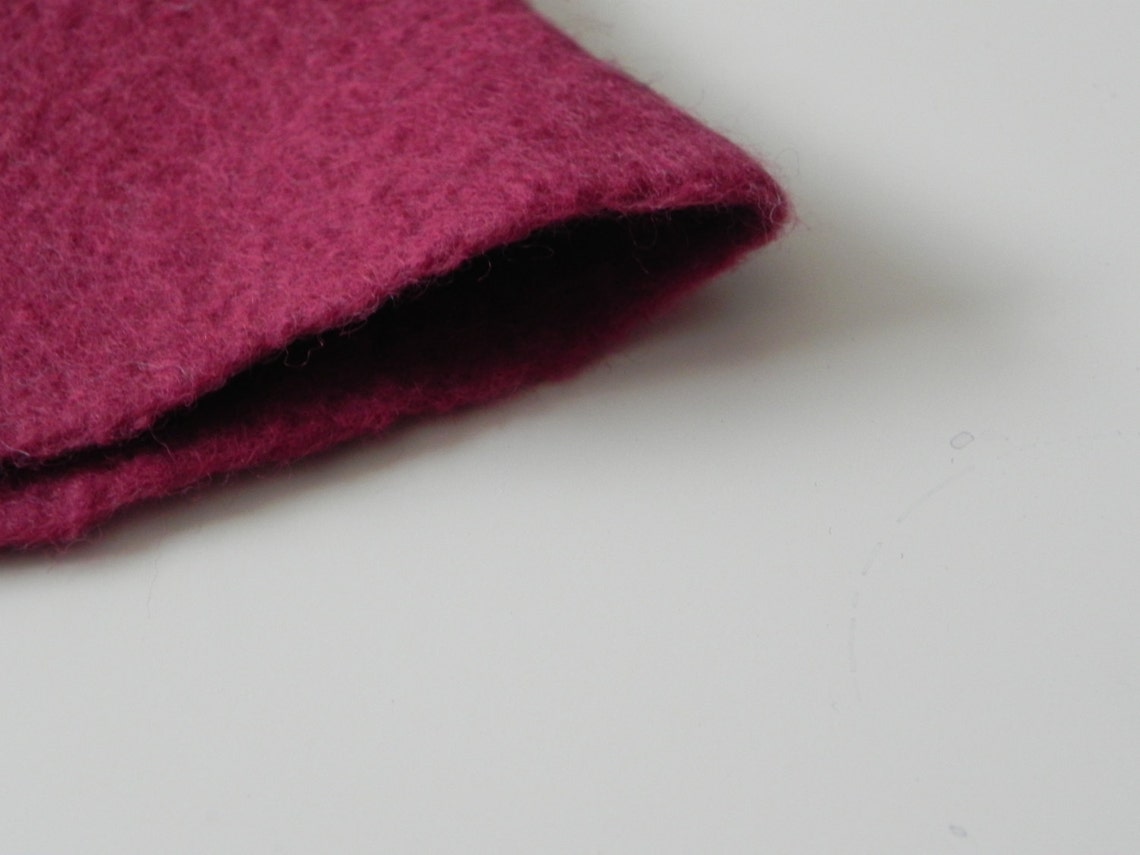 Felted Wool Gloves Wrist Warmer Dark Red Color Spring Etsy