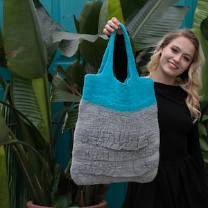 Felt handbag from Wool and Linen cozy original and comfortable Women Accessory Ready for shipping, Great gift idea