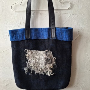 Felt black handbag from Wool and Linen cozy original and comfortable Women Accessory Ready for shipping, Great gift idea