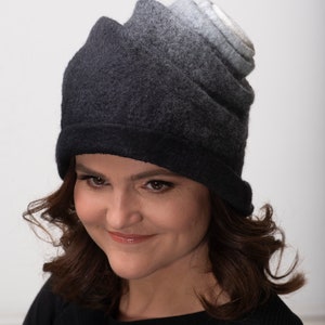 Felted wool hat from merino wool designer cap, warm winter accessory for woman, Great gift idea image 3