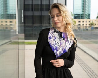 Cuello de lana de fieltro hecho a mano: Bufanda violeta