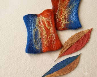 Guantes calentadores de muñeca de fieltro talla M, calentadores de brazos de lana, regalo de cumpleaños único para ella, calentadores de manos con textura acogedora, idea de regalo de Navidad cálido