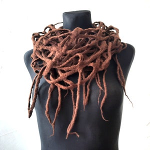 Brown scarf from merino wool woman winter fall accessory, Original gift idea, Ready to send image 3