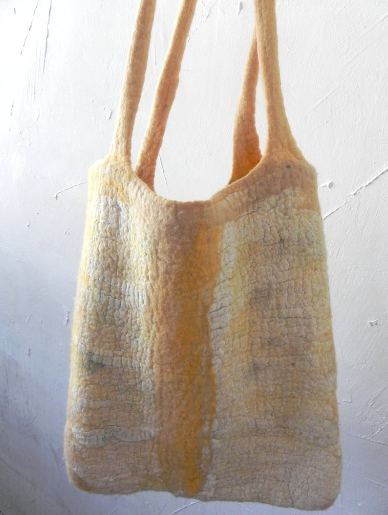 summer handbag gift idea felt wool bag Felt handbag wool linen bag large size bag yellow color combinations