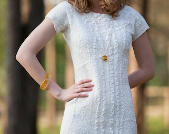 Robe de mariée en feutre de laine et de soie, robe de mariée courte pour femme romantique