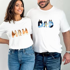 Matching Mom and Dad Bluey Shirts- Family Bluey T-shirts for Parents- Cute Cartoon Gift for Mom and Dad
