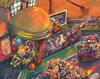 懐かしい戦場 - スーパーマリオ64 11x17 イラストポスター - ボム兵